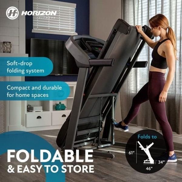 Horizon Fitness T101 Treadmill 177.8cm x 86.4cm