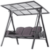 PURPLE LEAF 3-Seat Outdoor Patio Porch Swing 45.4kg Gray