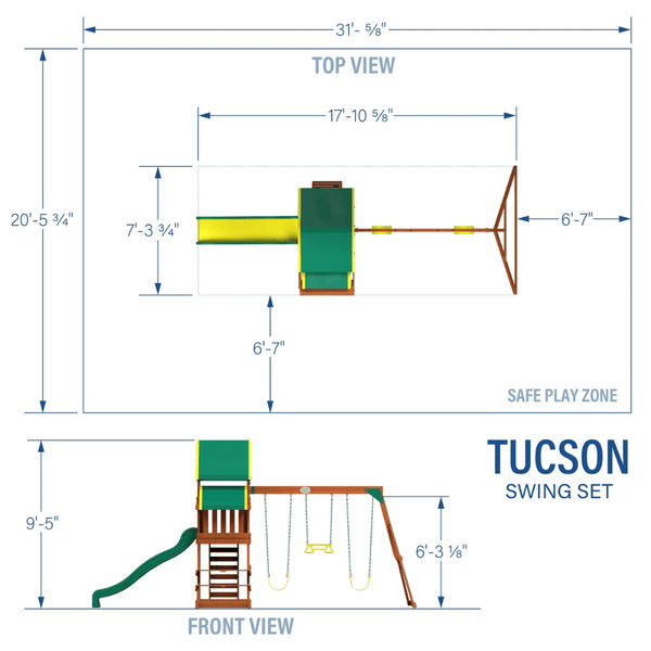 Tucson Wooden Backyard Swing Set Playset