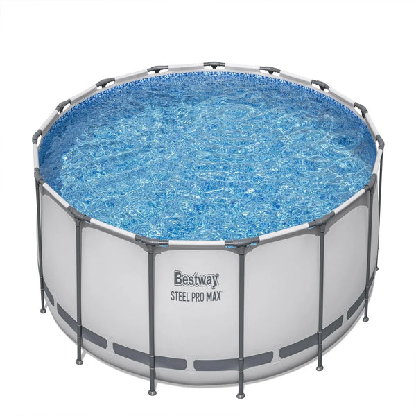 Bestway Steel Pro MAX 10 Foot x 30 Inch Round Metal Frame Above Ground Outdoor Backyard Swimming Pool Set with 330 GPH Filter Pumps