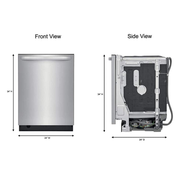 Frigidaire 24 in. Stainless Steel Top Control Built-In Tall Tub Dishwasher with Stainless Steel Tub and 3rd Level Rack, 49 dBA