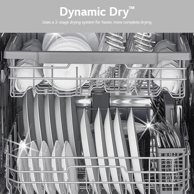 LG 24 in. Stainless Steel Front Control Dishwasher with QuadWash, 3rd Rack & Dynamic Dry, 48 dBA