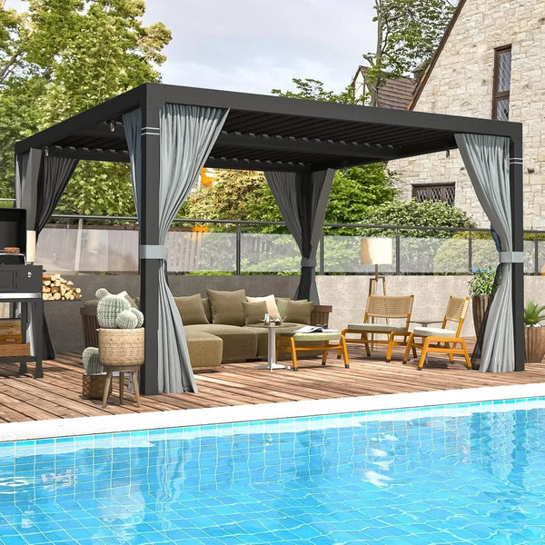 EROMMY 10 ft. W x 10 ft. D Outdoor Louvereds Pergola