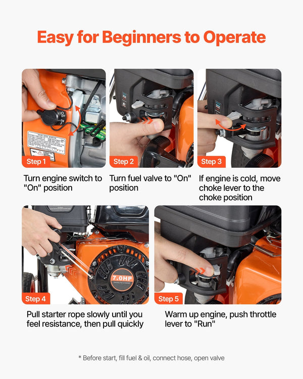 Vevor Gas Pressure Washer 3600 PSI 2.6 GPM Copper Pump with Spray Gun 5 Nozzle Set New