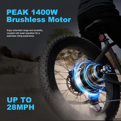 ACTBEST Ranger All-Terrain Electric Mountain Bike, 1400W Peak Motor, 65-Mile Range, 26×4 Inch Fat Tires