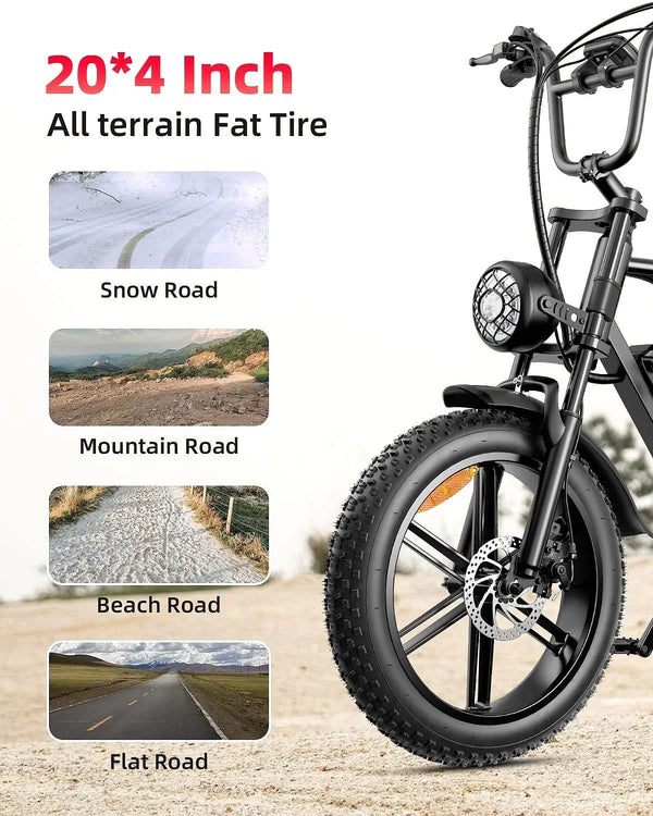 AMYET V9-G60 Peak Fat Tire Electric Bike for Adults, 1500W Motor, 32 MPH