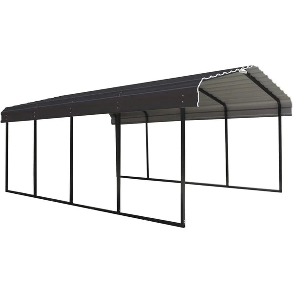 Arrow 12 x 20 x 7 ft Steel Carport Kit, Eggshell