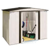Arrow Newport 8 x 6 ft. Two-Tone Eggshell & Coffee Galvanized Metal Storage Shed with Sliding Lockable Doors