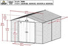 Arrow Select 10′ x 12′ Outdoor Lockable Steel Storage Shed Building, Charcoals