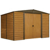 Arrow Woodridge 10 ft. x 8 ft. Metal Storage Shed with Woodgrain Finish