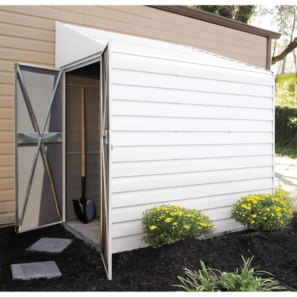 Arrow Yardsaver 4 x 7 ft. Galvanized Steel Lean-To Outdoor Storage Shed, Eggshell