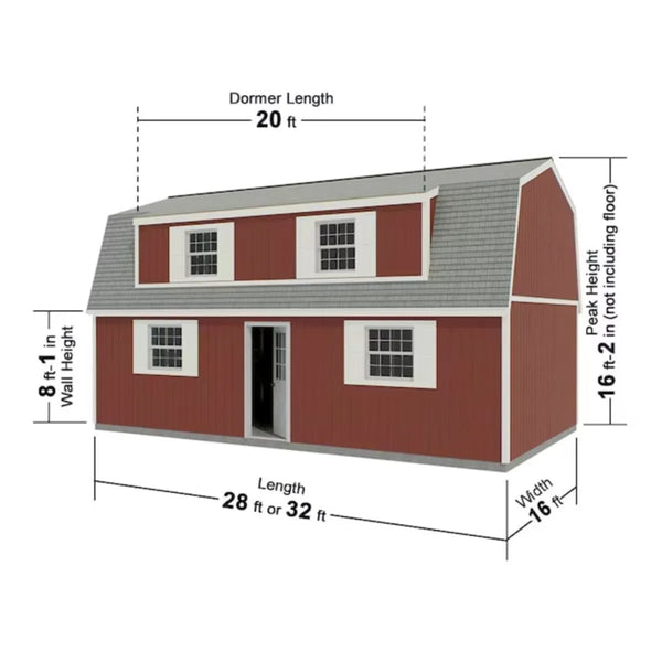 Best Barns Camp Reynolds 16 x 32 ft. Gambrel Wood 2-Story Outdoor Storage Shed Kit