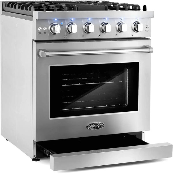 Cosmo 30-inch 4.5 Cu. Ft. Stainless Steel Gas Range with 5 Sealed Burners and Convection Oven