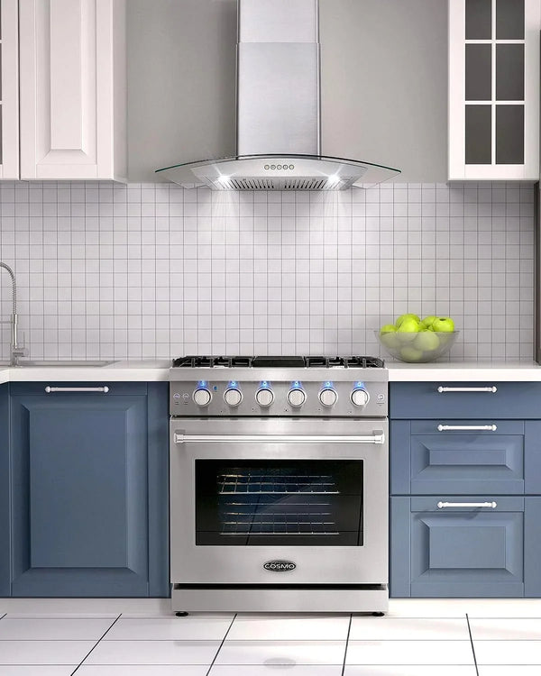 Cosmo 30-inch 4.5 Cu. Ft. Stainless Steel Gas Range with 5 Sealed Burners and Convection Oven