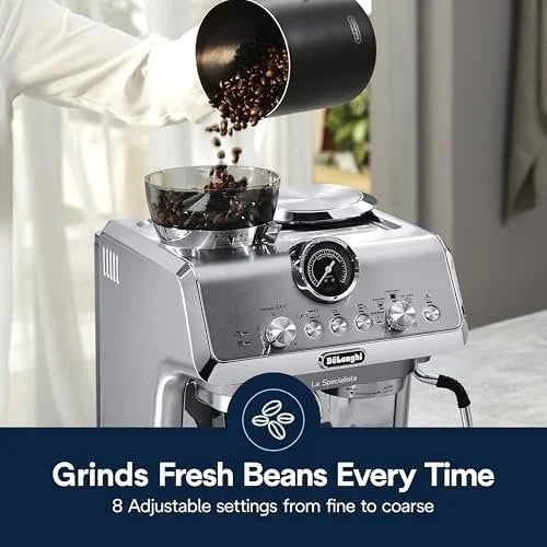 De’Longhi La Specialista Arte Evo Espresso Machine – Compact Cold Brew Coffee Maker with Grinder, Milk Steam Wand/Frother & Tamping Tools – Home Barista Kit for Lattes, Cappuccinos, Iced Coffees