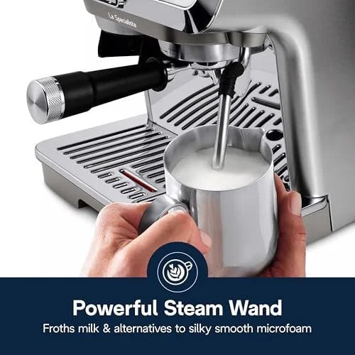 De’Longhi La Specialista Arte Evo Espresso Machine – Compact Cold Brew Coffee Maker with Grinder, Milk Steam Wand/Frother & Tamping Tools – Home Barista Kit for Lattes, Cappuccinos, Iced Coffees