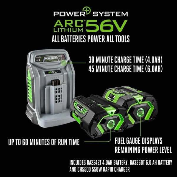 EGO POWER+ 21-Inch 56V Self-Propelled Electric Lawn Mower with Touch Drive, 4.0Ah & 6.0Ah Batteries, and Charger