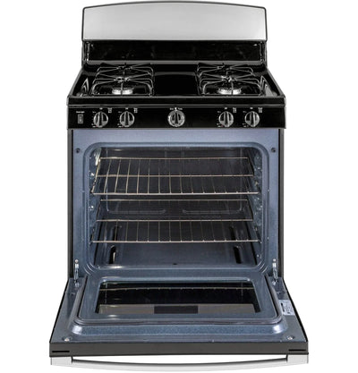 GE 30″ Free-Standing Gas Range with 4 Sealed Burners, Stainless Steel (JGBS30RETSS)