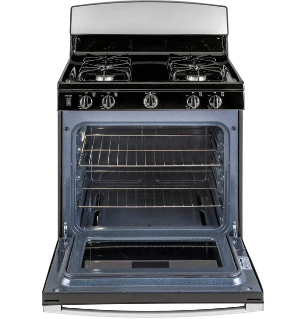 GE 30″ Free-Standing Gas Range with 4 Sealed Burners, Stainless Steel (JGBS30RETSS)