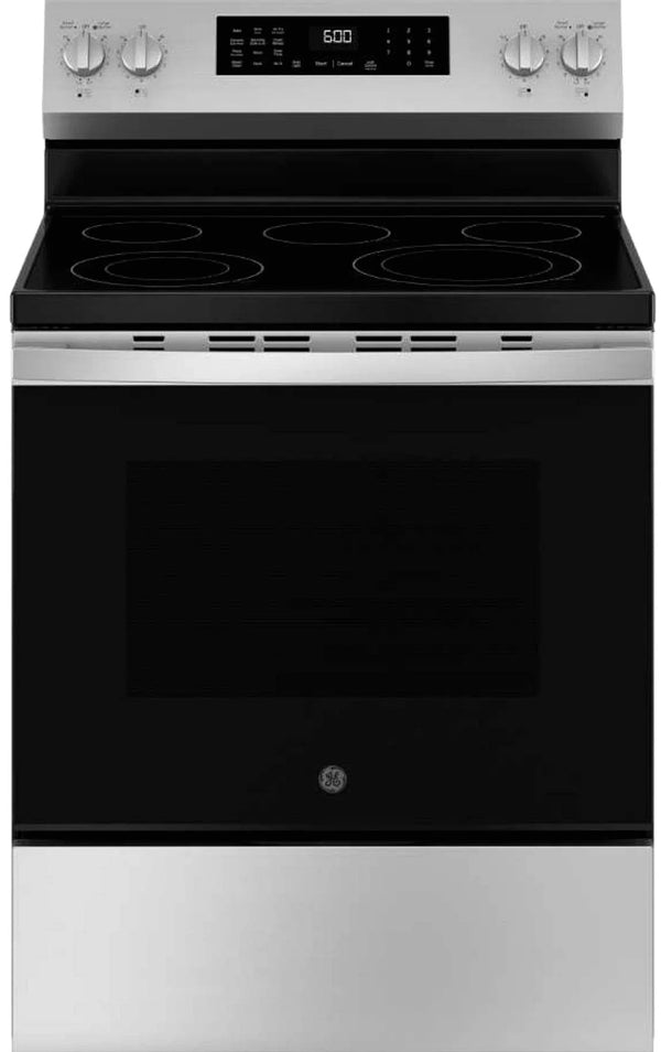 GE 30-inch Freestanding Electric Convection Range with No Preheat Air Fry, WiFi, and EasyWash Oven Tray, Stainless Steel
