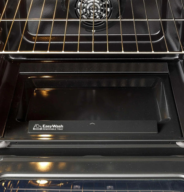 GE 30-inch Freestanding Electric Convection Range with No Preheat Air Fry, WiFi, and EasyWash Oven Tray, Stainless Steel
