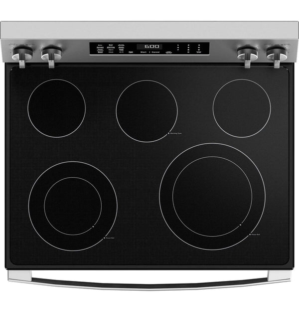 GE 30-inch Freestanding Electric Convection Range with No Preheat Air Fry, WiFi, and EasyWash Oven Tray, Stainless Steel