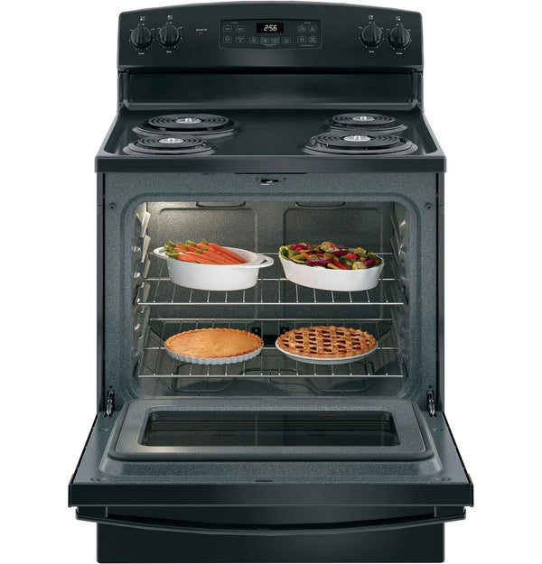GE 30 Inch Freestanding Electric Range with Self-Clean Oven, Black (JB256DMBB)