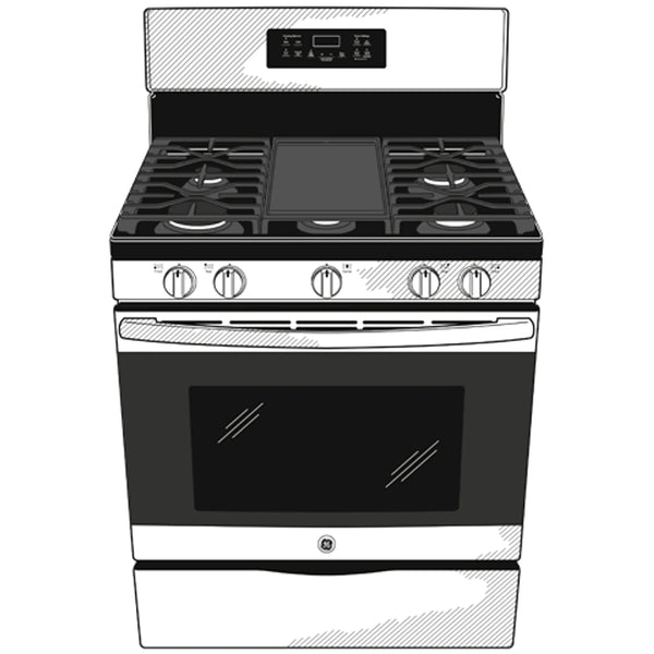 GE 30-Inch Freestanding Gas Range with 4.8 cu. ft. Oven Capacity and Sealed Cooktop Burners