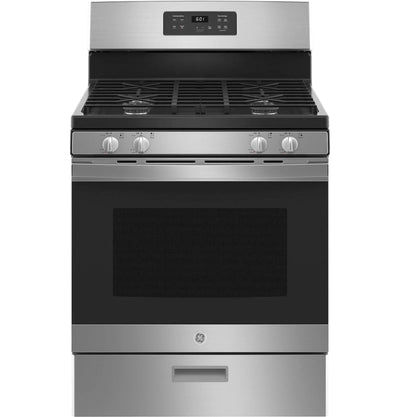 GE 30-Inch Freestanding Gas Range with 4.8 Cu. Ft. Oven, Stainless Steel – JGBS61RPSS
