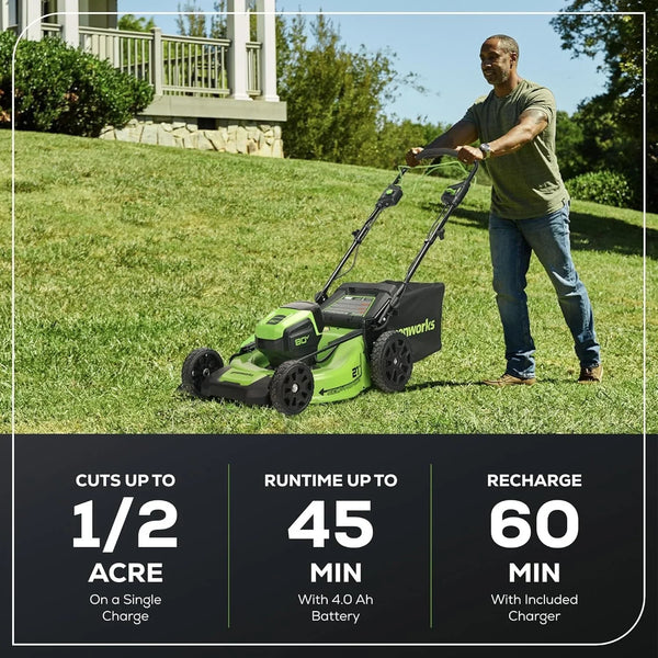 Greenworks 80V 21″ Cordless Self-Propelled Lawn Mowers.