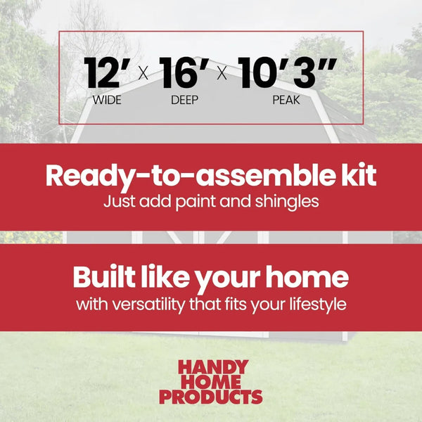 Handy Home Products Hudson 12 ft. x 16 ft. Wood Storage Shed Kit with Floor