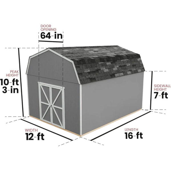 Handy Home Products Hudson 12 ft. x 16 ft. Wood Storage Shed Kit with Floor