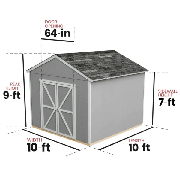 Handy Home Products Rookwood 10 ft. x 10 ft. Wood Storage Shed with Floor – Durable DIY Kit
