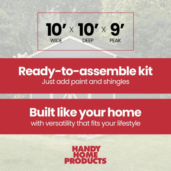 Handy Home Products Rookwood 10 ft. x 10 ft. Wood Storage Shed with Floor – Durable DIY Kit
