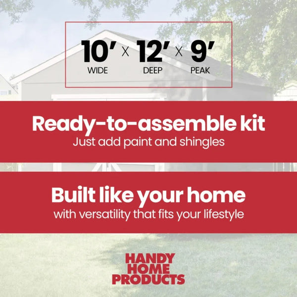 Handy Home Products Rookwood 10 ft. x 12 ft. Wood Storage Shed Kit with Floor – Durable Outdoor Storage