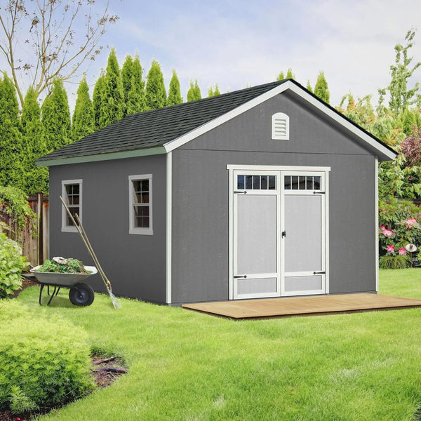 Handy Home Products Scarsdale 12×16 DIY Wooden Storage Shed with Floor Kit