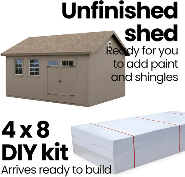 Handy Home Products Scarsdale 12×16 DIY Wooden Storage Shed with Floor Kit