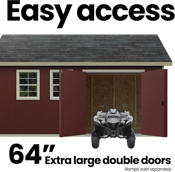 Handy Home Products Scarsdale 12×16 DIY Wooden Storage Shed with Floor Kit
