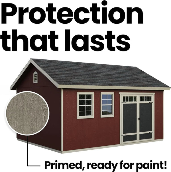 Handy Home Products Scarsdale 12×16 DIY Wooden Storage Shed with Floor Kit