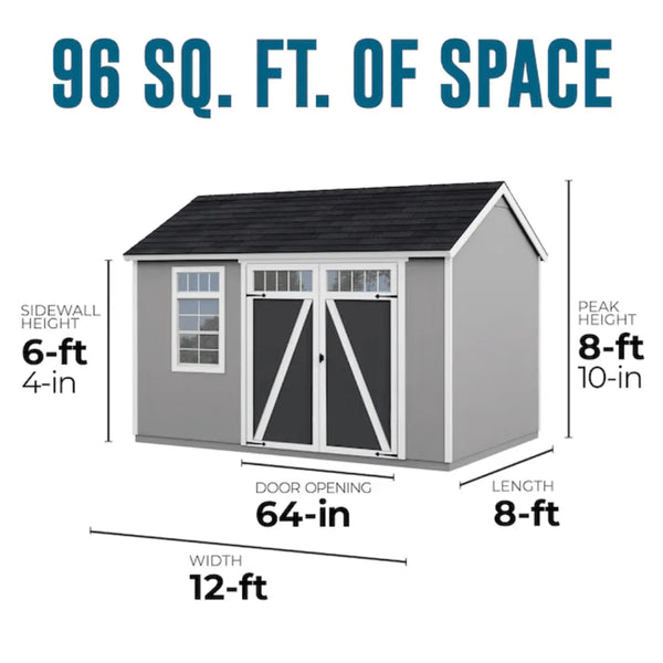 Heartland Coronado 12 x 8 ft Saltbox Wood Outdoor Storage Shed with Windows and Doors