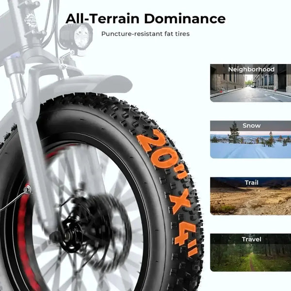 Heybike Mars 2.0 Foldable Fat Tire Electric Bike – 750W Motor, 28 MPH, 45 Mile Range, Grey