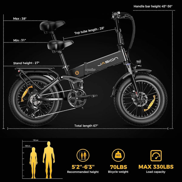 Jasion X-Hunter Folding Fat Tire Electric Bike with Full Suspension