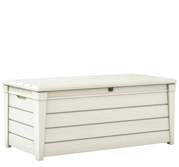 Keter Brightwood 120 Gallon Outdoor Storage Deck Box – White