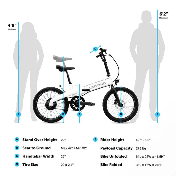Lectric XP Lite 2.0 Long-Range Foldable Electric Commuter Bike, Arctic White