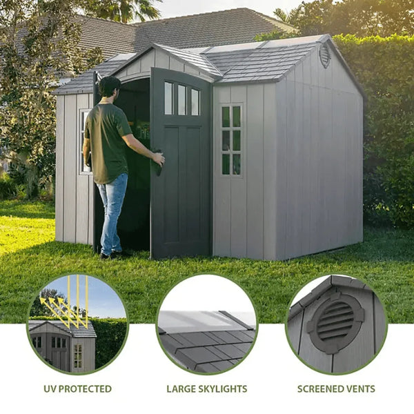 Lifetime 10 ft. x 8 ft. Outdoor Storage Shed, Gray