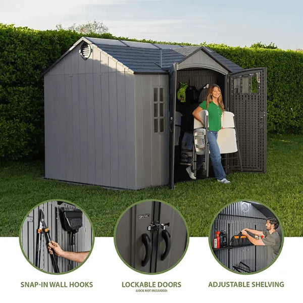 Lifetime 10 ft. x 8 ft. Outdoor Storage Shed, Gray