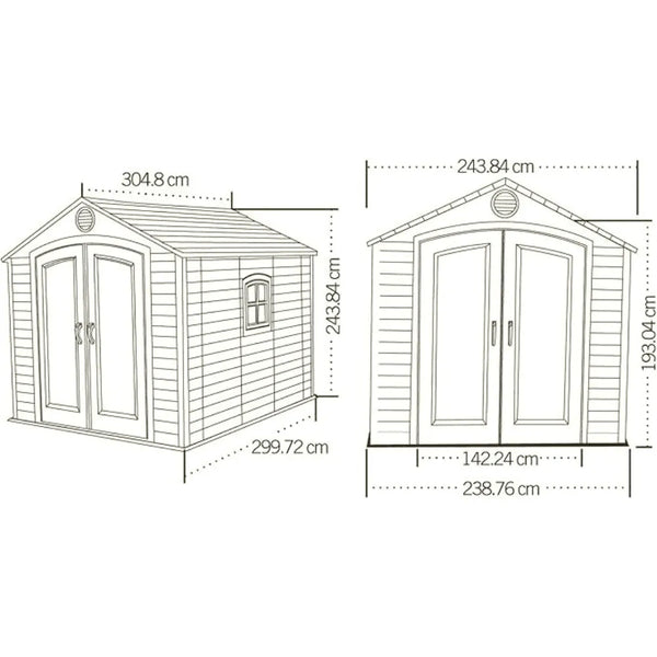 Lifetime 8 ft. x 10 ft. Outdoor Plastic Storage Shed with Floor and Windows (Model 60238)