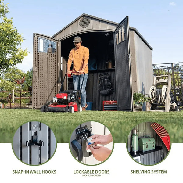 Lifetime 8 ft. x 7.5 ft. Rough Cut Outdoor Storage Shed, Light Brown