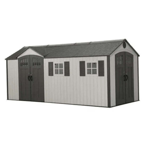 Lifetime 8 x 17.5 ft. Dual Entry Outdoor Storage Shed, Tan (Model 60213)