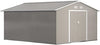 Outsunny 11′ x 13′ Outdoor Storage Shed, Garden Tool Metal Shed with Foundation Kit, Double Lockable Door, Air Vents and Slopings Roofs, for Backyard, Patio, Lawn, Light Grays